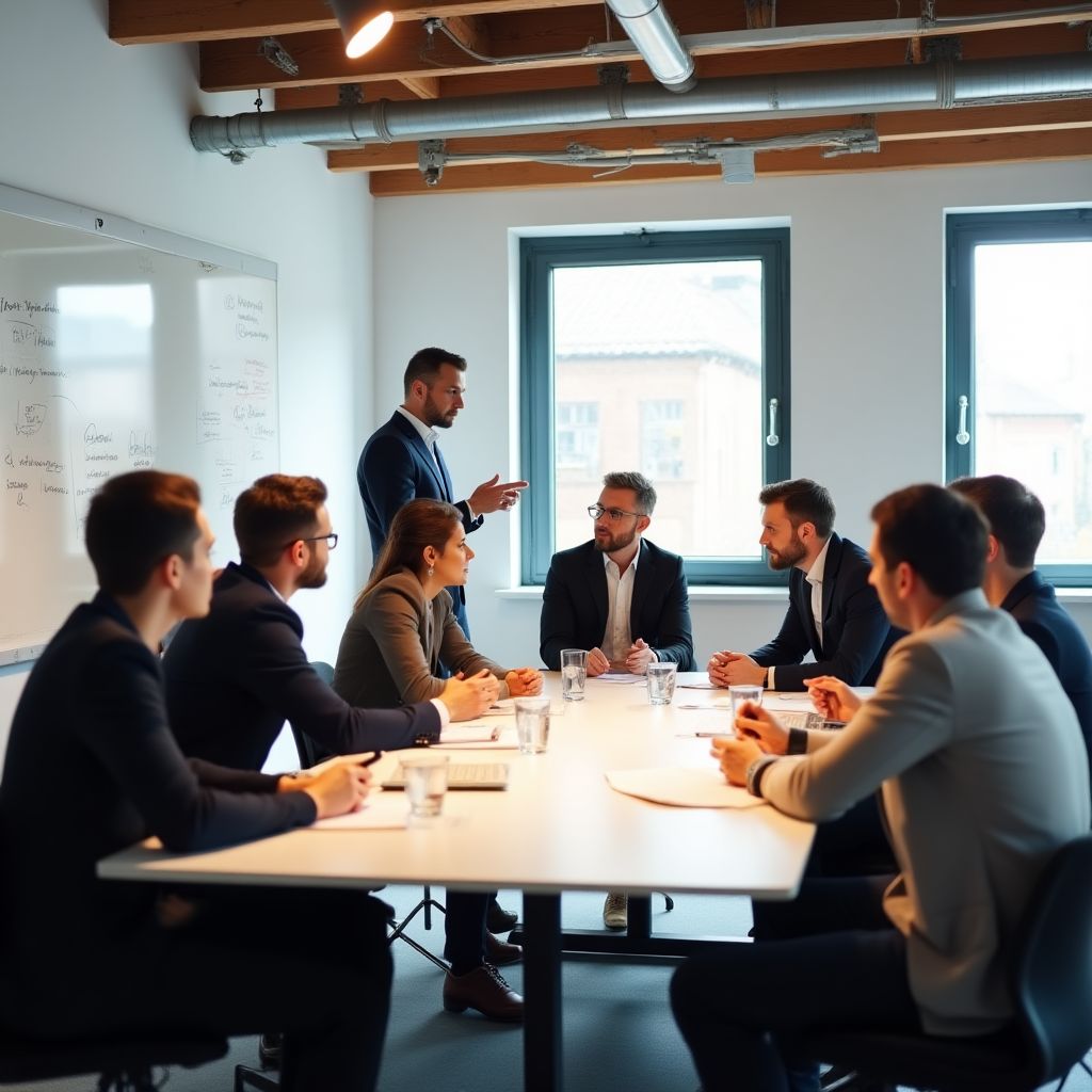 Týmová porada v naší kanceláři