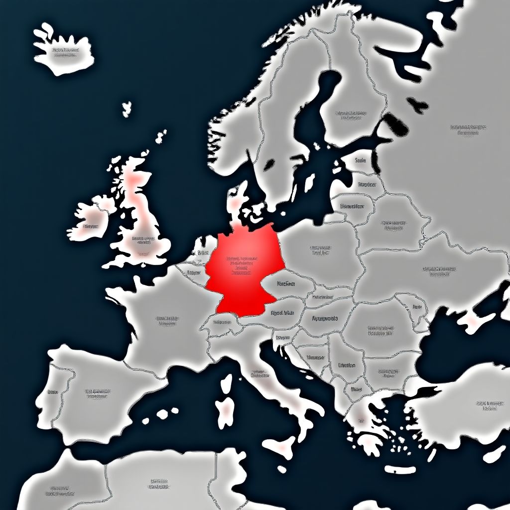 Mapa Evropy se zvýrazněnou Českou republikou
